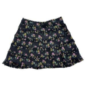 Marc Jacobs Black Silk Mini Skirt Floral Print Size 8